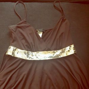 Sequin Brown Spaghetti Top